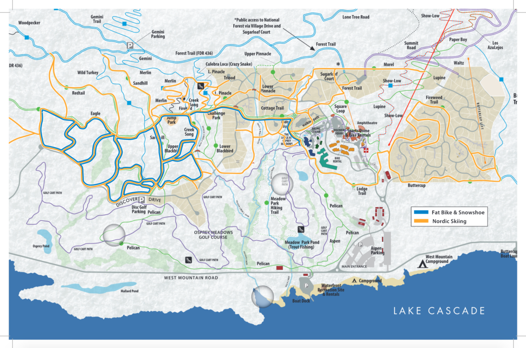 the nordic trail map for tamarack resort in donnelly idaho near mccall idaho
