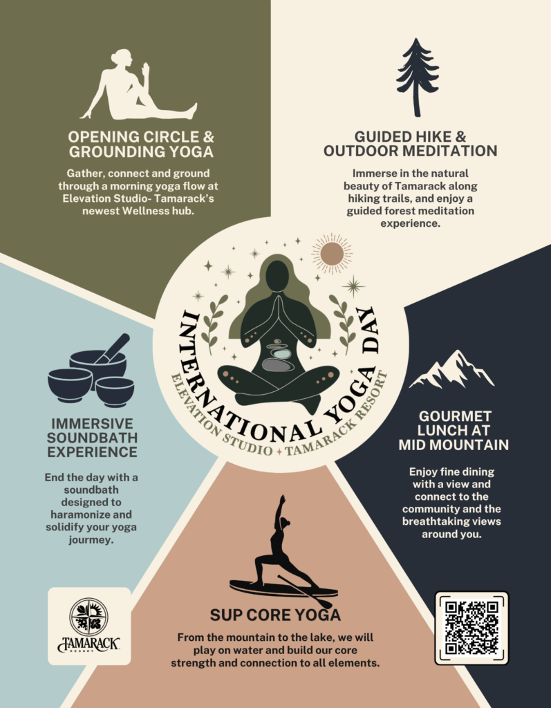 the poster for international yoga day at Tamarack resort 