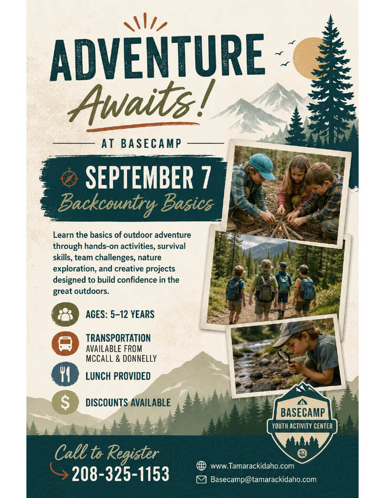 poster for basecamp day camp at tamarack resot